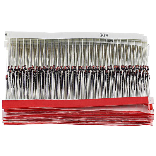 Kit Surtido Diodos Zener (0.5W / 1/2W, 2V-39V, 30 Valores x 20 Unidades) - Pack 600 Piezas