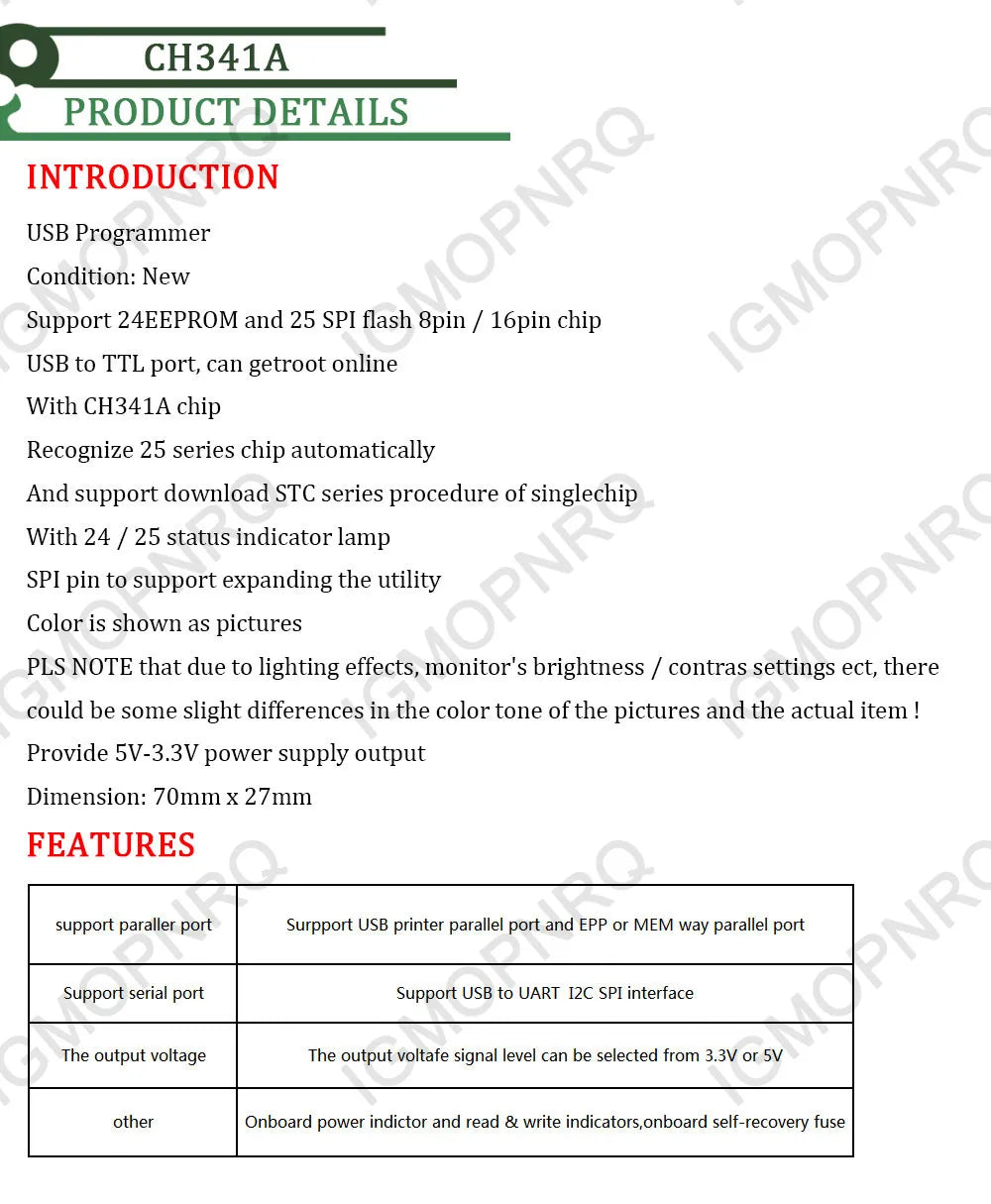 Kit Programador USB CH341A 24/25 Series EEPROM Flash BIOS + Clip Test SOIC8/SOP8 (Variante CH)
