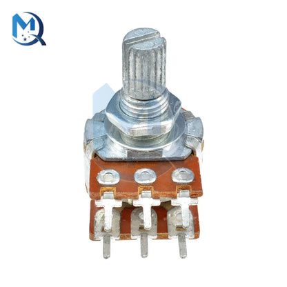 5pcs WH148 B1K B2K B5K B10K B20K B50K B100K B500K 6 pin Shaft Amplifier Dual Stereo Potentiometer 1K 5K 10K 50K 100K 500K 1M Ohm