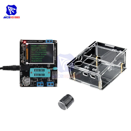 Tester Transistor DIYMORE GM328A (Ruso/Inglés) - Medidor Resistencia, Inductancia, Capacitancia, ESR (con Case)