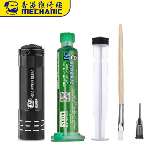 Tinta Máscara Soldadura UV Mechanic (Verde) para PCB BGA (Previene Corrosión/Arcos)