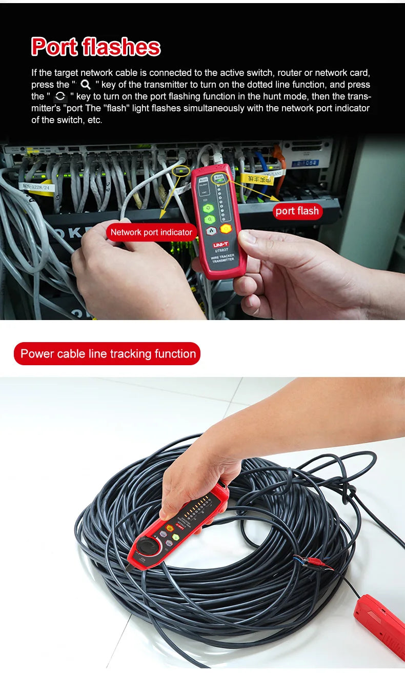 Kit Rastreador Cables LAN UNI-T UT683KIT - Tester Red RJ45/RJ11, Buscador Línea Telefónica, Herramienta Networking