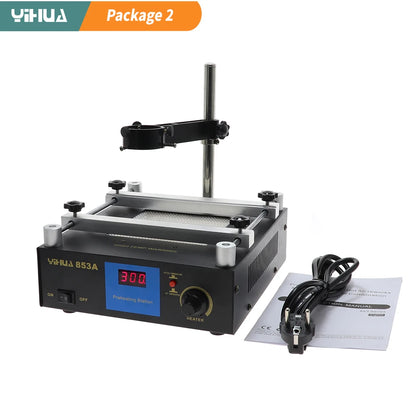 YIHUA 853A SMD BGA Rework Soldering Station Preheating Desoldering Welding Tools PCB Holder Rework Soldering Station Bottom Heat