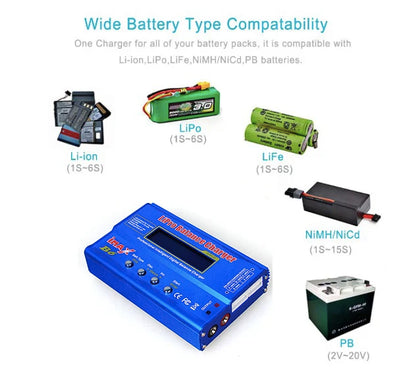 IMAX B6 Digtal LCD RC Battery Balance Charger Discharger with 15v 6A AC/DC Adaptor for RC Lipo Li-Ion Ni-MH Battery Charging