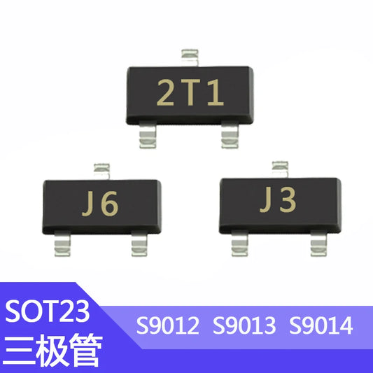Transistores SMD SOT-23: S9012(2T1)/S9013(J3)/S9014(J6)/S9015(M6)/S9018(J8) - Lote 100 Piezas