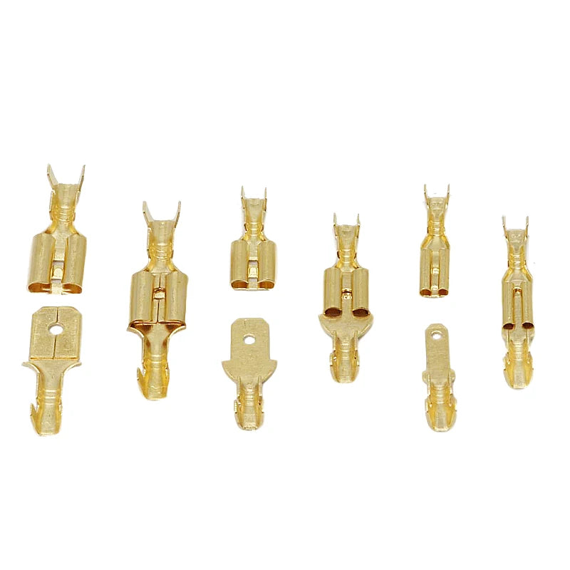 Set Conectores Terminal Crimp Macho/Hembra (2.8/4.8/6.3mm) Oro/Plata para Cable Eléctrico Altavoz Auto (100/200 Piezas)