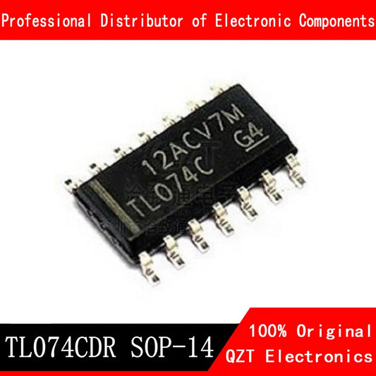 IC Amplificador Operacional JFET Quad TL074CDT SMD SOP-14 - Lote 10 Piezas