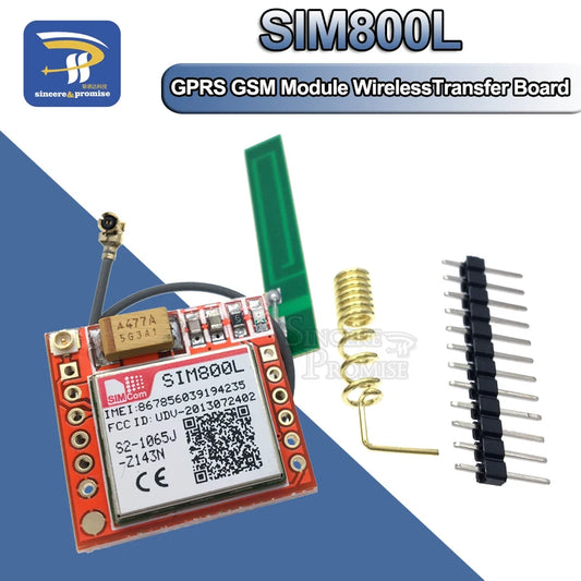 Kit Módulo GSM/GPRS SIM800L Pequeño (MicroSIM, Quad-Band, Serial TTL) Placa Core con Antena DIY