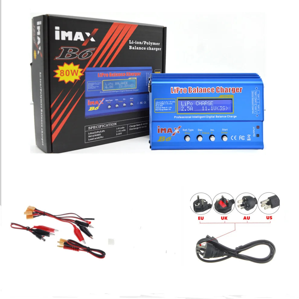 IMAX B6 Digtal LCD RC Battery Balance Charger Discharger with 15v 6A AC/DC Adaptor for RC Lipo Li-Ion Ni-MH Battery Charging