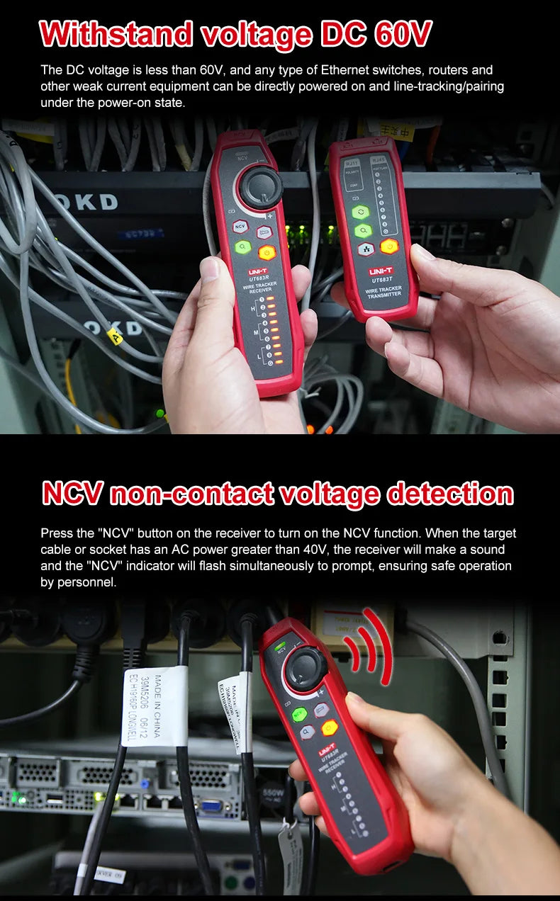 Kit Rastreador Cables LAN UNI-T UT683KIT - Tester Red RJ45/RJ11, Buscador Línea Telefónica, Herramienta Networking