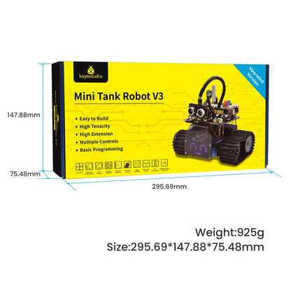 Kit Robot Tanque Inteligente Keyestudio Mini V3.0 (Actualizado) DIY STEM Programable compatible Arduino/Mixly