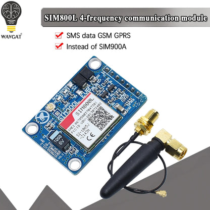 Módulo GSM/GPRS WAVGAT SIM800L V2.0 (5V, Quad-Band) con Antena y Cable