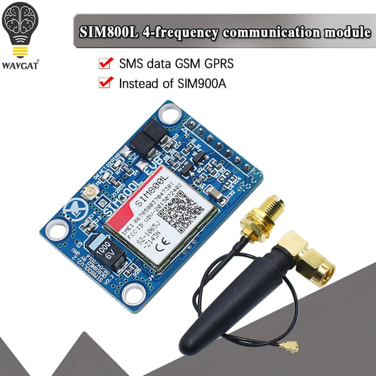 Módulo GSM/GPRS WAVGAT SIM800L V2.0 (5V, Quad-Band) con Antena y Cable