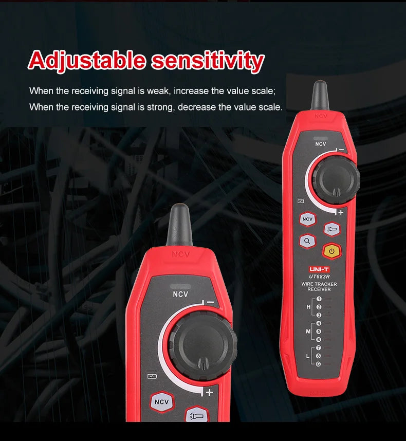Kit Rastreador Cables LAN UNI-T UT683KIT - Tester Red RJ45/RJ11, Buscador Línea Telefónica, Herramienta Networking