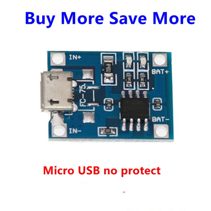 5 PCS Type-c/Micro/Mini USB 5V 1A 18650 TP4056 Lithium Battery Charger Module Charging Board With Protection Dual 1A Li-ion