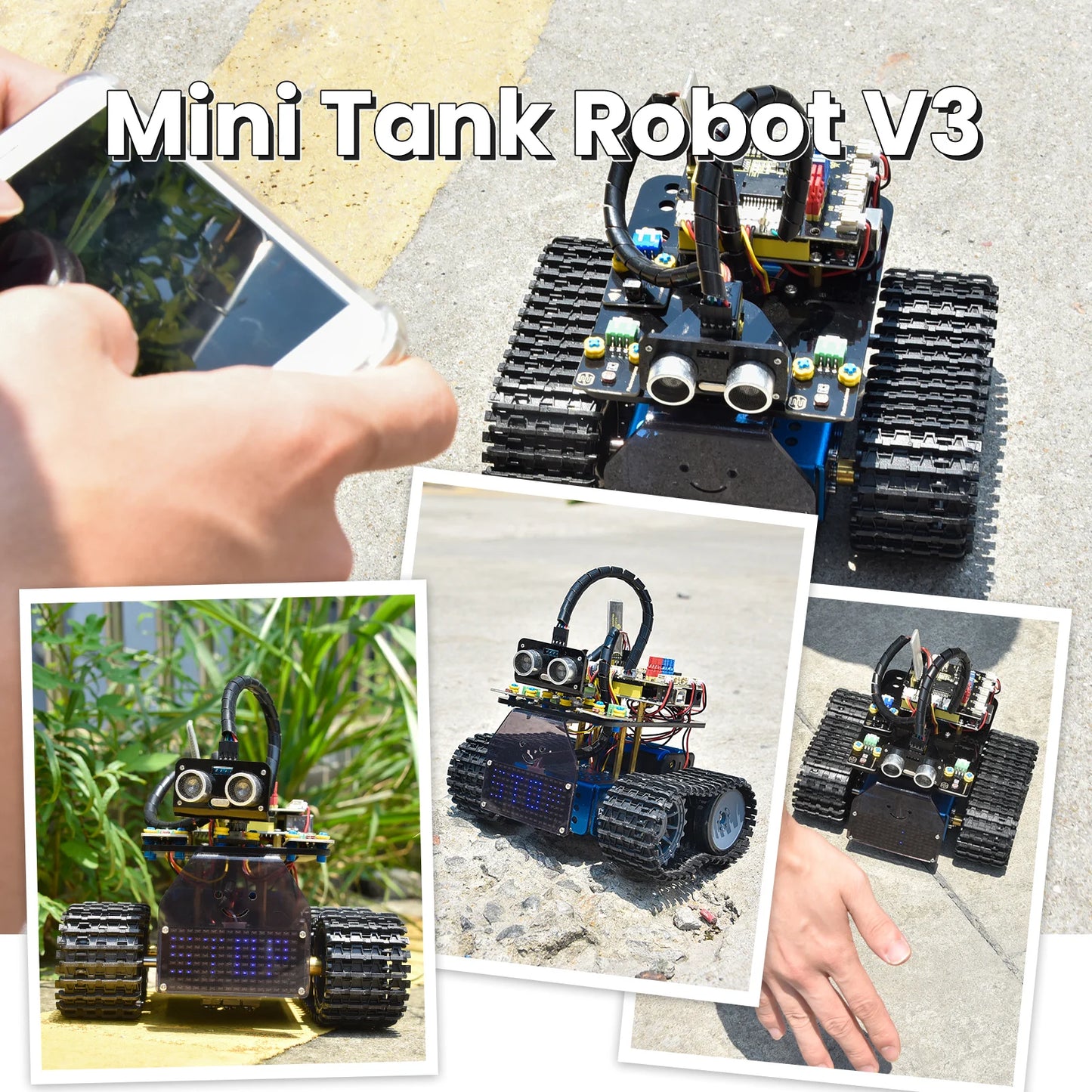 Kit Robot Tanque Inteligente Keyestudio Mini V3.0 (Actualizado) DIY STEM Programable compatible Arduino/Mixly
