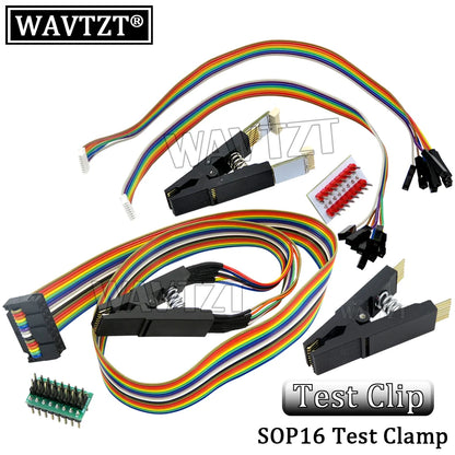 Kit Programador USB CH341A 24/25 Series EEPROM Flash BIOS + Clip Test SOIC8/SOP8 + Adaptador 1.8V + Adaptador SOIC8/SOP16
