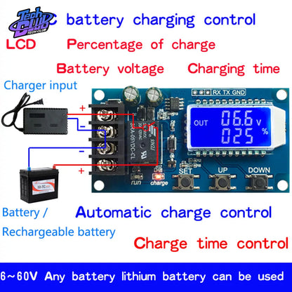 Módulo Control Carga Automática Batería Solar 12V/24V (Plomo-Ácido/Litio) con Display LCD y Protección