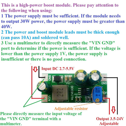 6A High-power DC 2.7-5.5V to 3.5-24V Step-Up Boost Converter Module for Li-ion Lipo UVLO PTZ IP Camera PLC Motro LED
