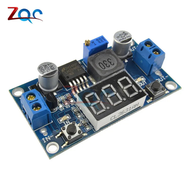 Módulo Regulador Voltaje Step-Down LM2596 DC-DC 4.0-40V a 1.25-37V Ajustable con Voltímetro LED