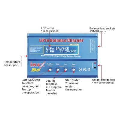 iMAX B6 80W 6A Battery Charger Lipo NiMh Li-ion Ni-Cd Digital RC Balance Charger Lipro Charger Discharger + 15V 6A Adapter