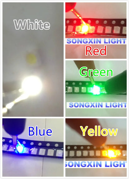 Kit Diodo LED SMD 3528 (1210) Colores (Verde/Rojo/Blanco Cálido/Azul Hielo/Amarillo/Rosa/Púrpura UV/Naranja/RGB) (Lote 100 Unidades)