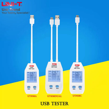 Tester USB UNI-T Serie UT658 (UT658B/UT658C/UT658LOAD/UT658DUAL)