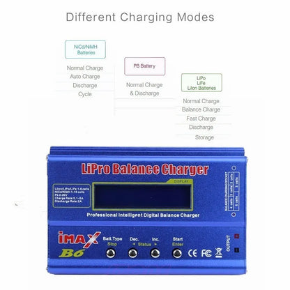 iMAX B6 80W 6A Battery Charger Lipo NiMh Li-ion Ni-Cd Digital RC Balance Charger Lipro Charger Discharger + 15V 6A Adapter