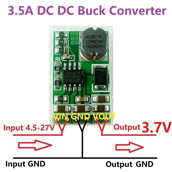 Módulo Convertidor Buck DC-DC 3.5A 4.5V-27V a 3V-12V Step-Down Regulador Voltaje