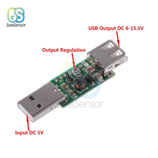 Módulo Convertidor Boost USB 5V a 6V-15V DC-DC Step-Up Voltaje Ajustable (Salida 6V/7V/8V/9V/12V)