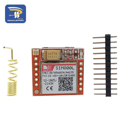 Kit Módulo GSM/GPRS SIM800L Pequeño (MicroSIM, Quad-Band, Serial TTL) Placa Core con Antena DIY