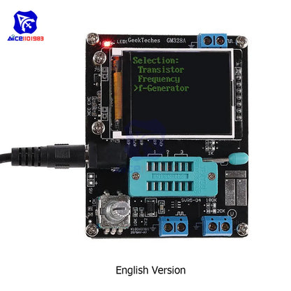 Tester Transistor DIYMORE GM328A (Ruso/Inglés) - Medidor Resistencia, Inductancia, Capacitancia, ESR (con Case)