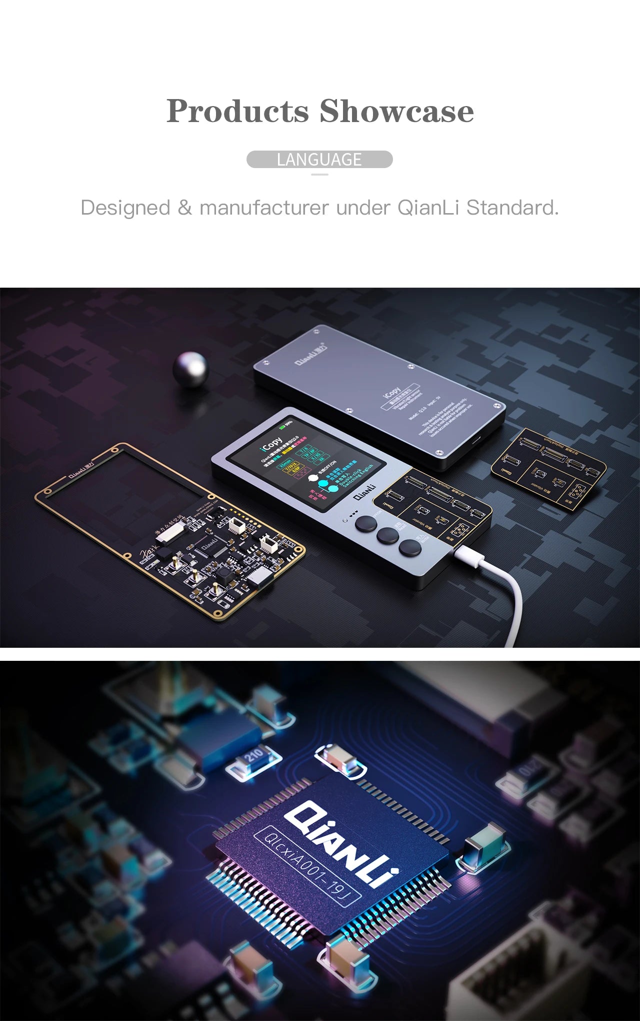 QianLi iCopy Plus 2 Generation Programmer with Battery Detection Connecting Board for LCD Vibrator Transfer EEPROM Programmer