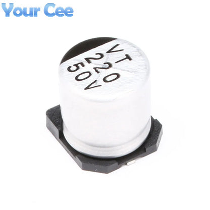Capacitor Electrolítico Aluminio SMD (220uF, 50V, 10x10.2mm) - Pack 10 Unidades