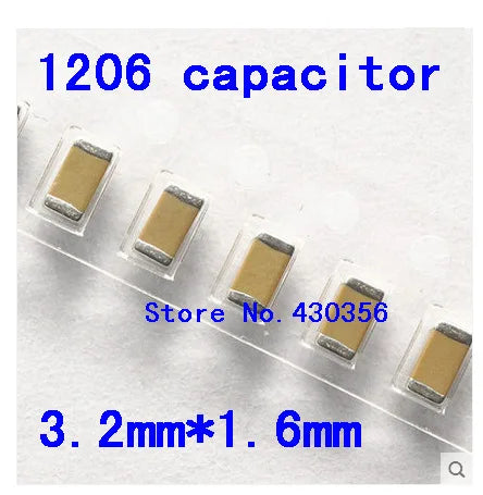 Capacitor Cerámico SMD 1206 (0.1uF-100uF, 16V) MLCC - Pack 100 Unidades (Valores Surtidos)