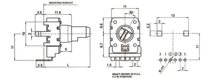 6 - Pin Dual Channel Audio Mixer Potentiometer 103 B10K RK1114GH 10K 50K