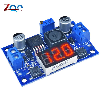 Módulo Regulador Voltaje Step-Down LM2596 DC-DC 4.0-40V a 1.25-37V Ajustable con Voltímetro LED