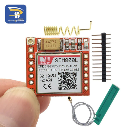 Kit Módulo GSM/GPRS SIM800L Pequeño (MicroSIM, Quad-Band, Serial TTL) Placa Core con Antena DIY