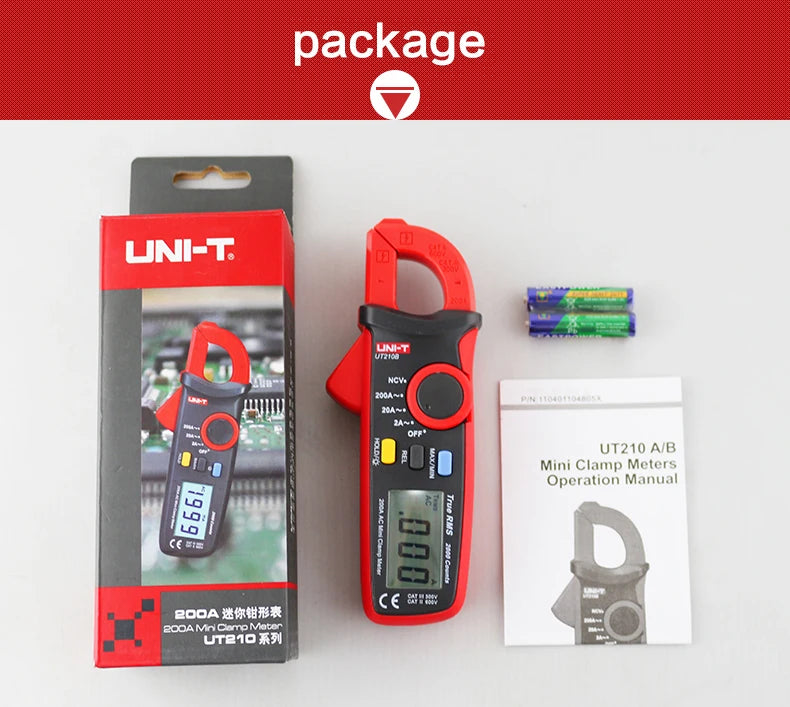 Pinza Amperimétrica Digital UNI-T UT210E/UT210D/UT210C - Mini Clamp Multímetro True RMS AC, Auto Rango