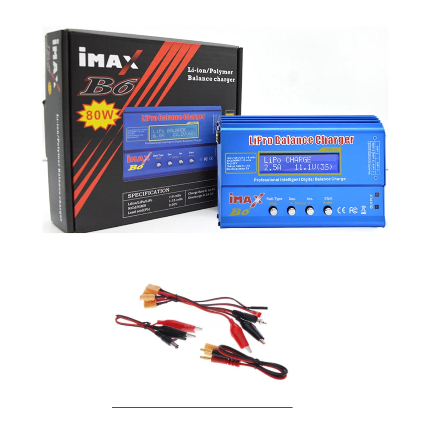 IMAX B6 Digtal LCD RC Battery Balance Charger Discharger with 15v 6A AC/DC Adaptor for RC Lipo Li-Ion Ni-MH Battery Charging
