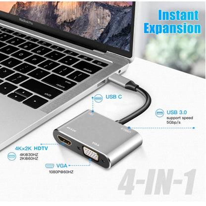 Hub USB-C Docking Station con HDMI 4K, VGA, USB 3.0 para MacBook/iPad/Samsung Dex