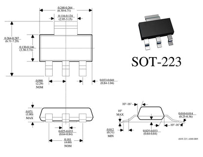 Lote 10/20 Pcs Regulador Voltaje AMS1117 SOT-223 (1.2V, 1.5V, 1.8V, 2.5V, 3.3V, 5V, ADJ) LM1117