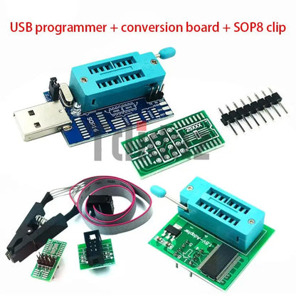 Kit Programador USB CH341A EEPROM/Flash/BIOS con Clip SOIC8, Adaptador 1.8V y ZIF Socket