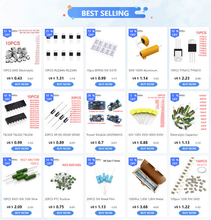 Capacitor Electrolítico SMD (22uF-2200uF, 6.3V-400V) - Pack 10 Unidades (Valores Surtidos)