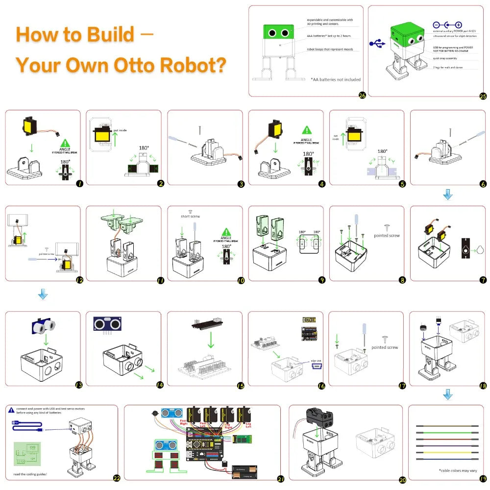 Kit Inicio Proyecto DIY Keyestudio para Robot OTTO Arduino (Sin Piezas Impresas 3D)