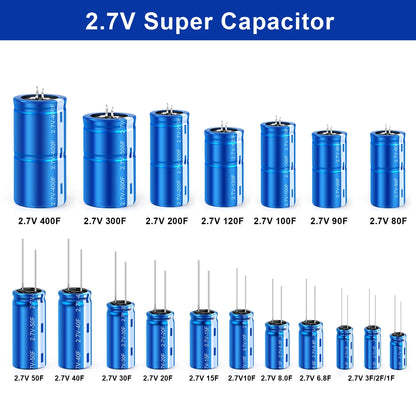 Supercapacitores Farad 2.7V - Varios Valores (1F a 400F) para Grabadora Vehicular - Lote 2 Piezas