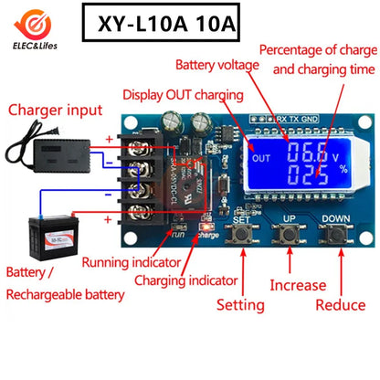 Módulo Control Cargador Batería Plomo-Ácido/Litio 20A/30A 6-60V Protección Sobrecarga Automático 12V/24V