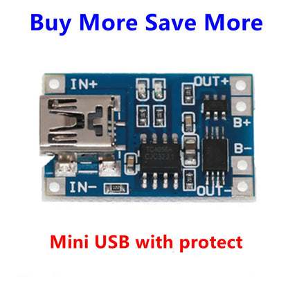5 PCS Type-c/Micro/Mini USB 5V 1A 18650 TP4056 Lithium Battery Charger Module Charging Board With Protection Dual 1A Li-ion