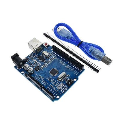Placa Desarrollo UNO R3 (Versión Modificada, CH340G, Chip MEGA328P 16MHz) con Cable USB para Arduino