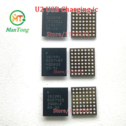 Circuito Integrado (IC) Carga USB Tristar U2 1610A1/A2/A3 / 610A3B / 1612A1 / 1614A1 / 1616A0 para iPhone 5S-14 Pro (10 Unidades)